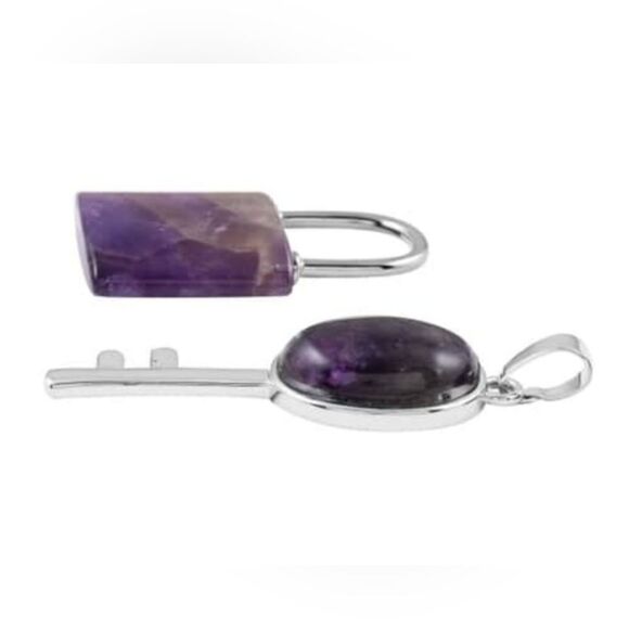 Amethyst Lock and Key Pendant - Picture 7 of 14